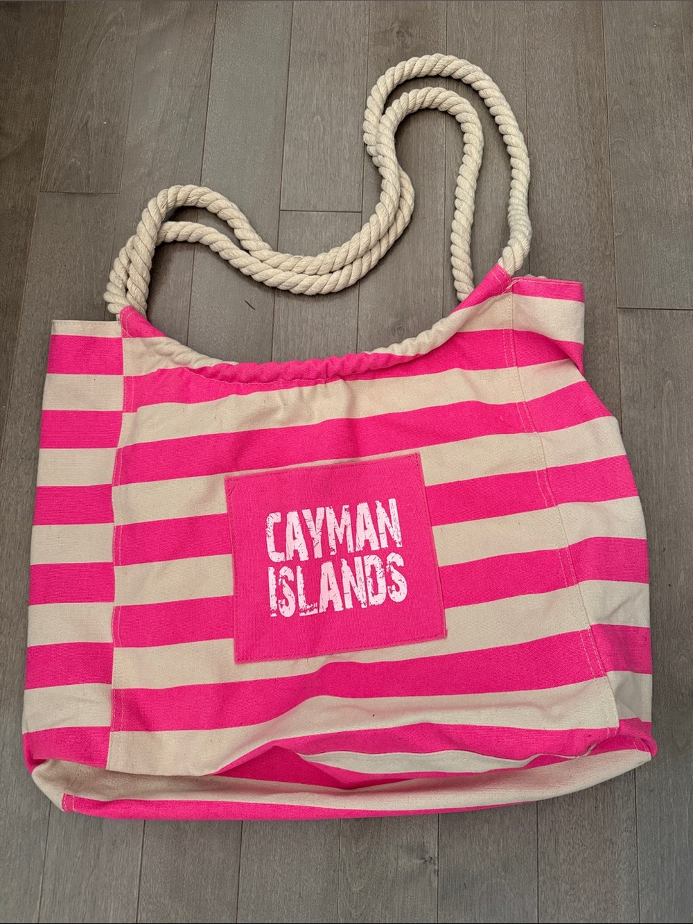 Cayman Islands Pink Stripe Beach Tote